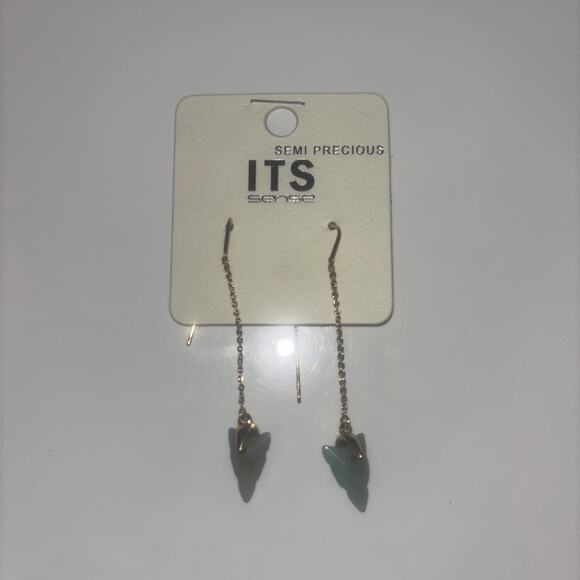 Women Girl Dangle Pull Through Threader Earrings Turquoise Teal Stone‎ Boho Indi - Picture 7 of 12